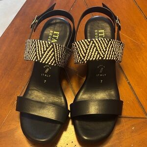 Italian Shoemakers Black and White Patterned Sandals